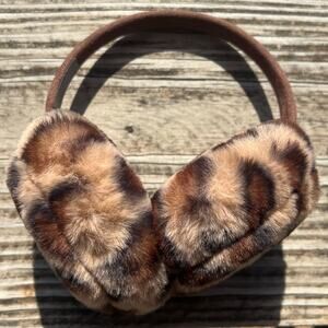 Leopard Faux Fur Earmuffs Womens C.C. Plush Adjustable Winter Ear Warmers Brown